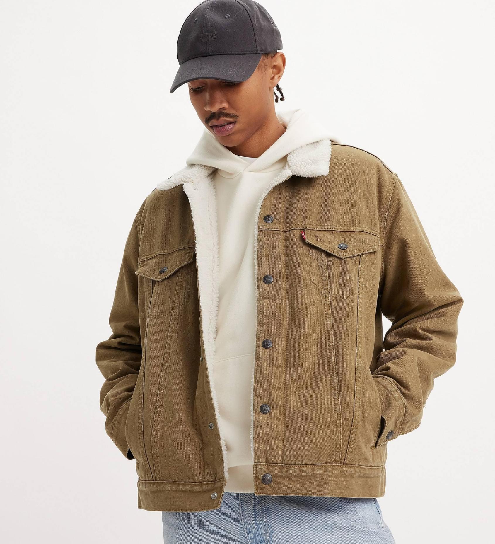 Sherpa trucker jacket brown outlet