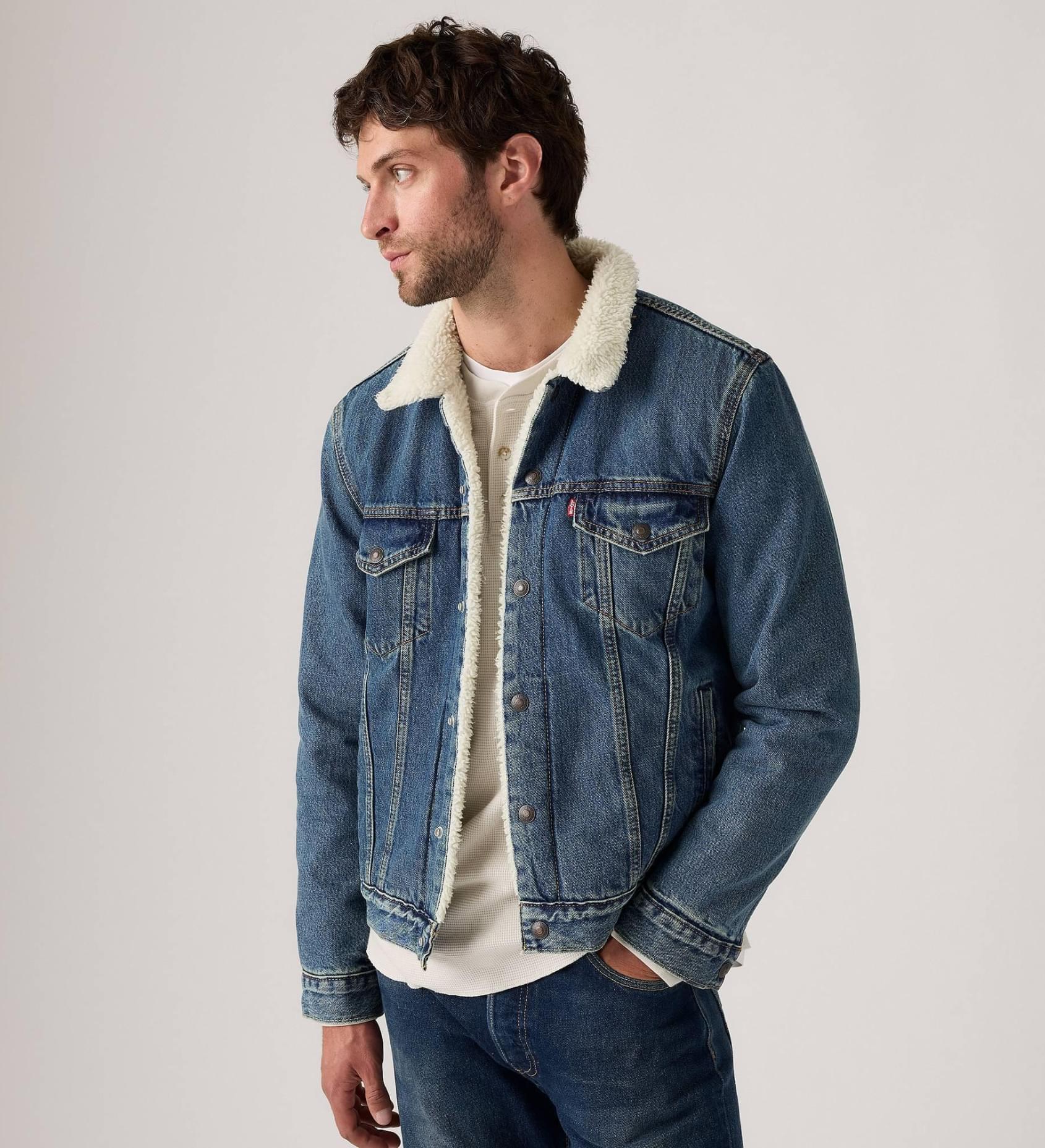 Casaco Jeans Masculino Omoone - Forrado Sherpa - Estilo Trucker Com Botões