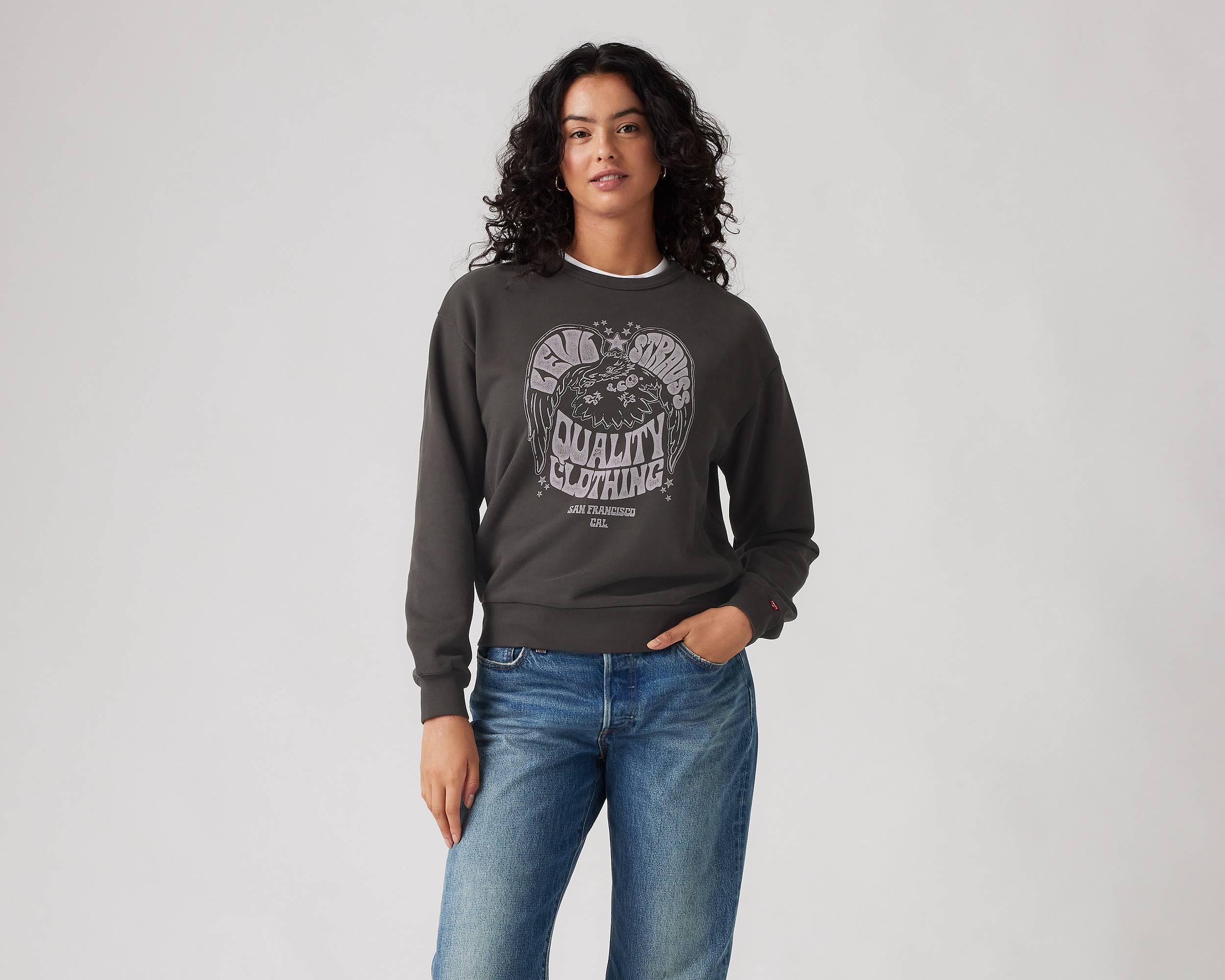 売れ筋商品|||リーバイス パーカー・スウェットシャツ レディース アウター GRAPHIC SIGNATURE CREW - Sweatshirt - eagle pirate black levis_sweatshirt_feminino_grap
