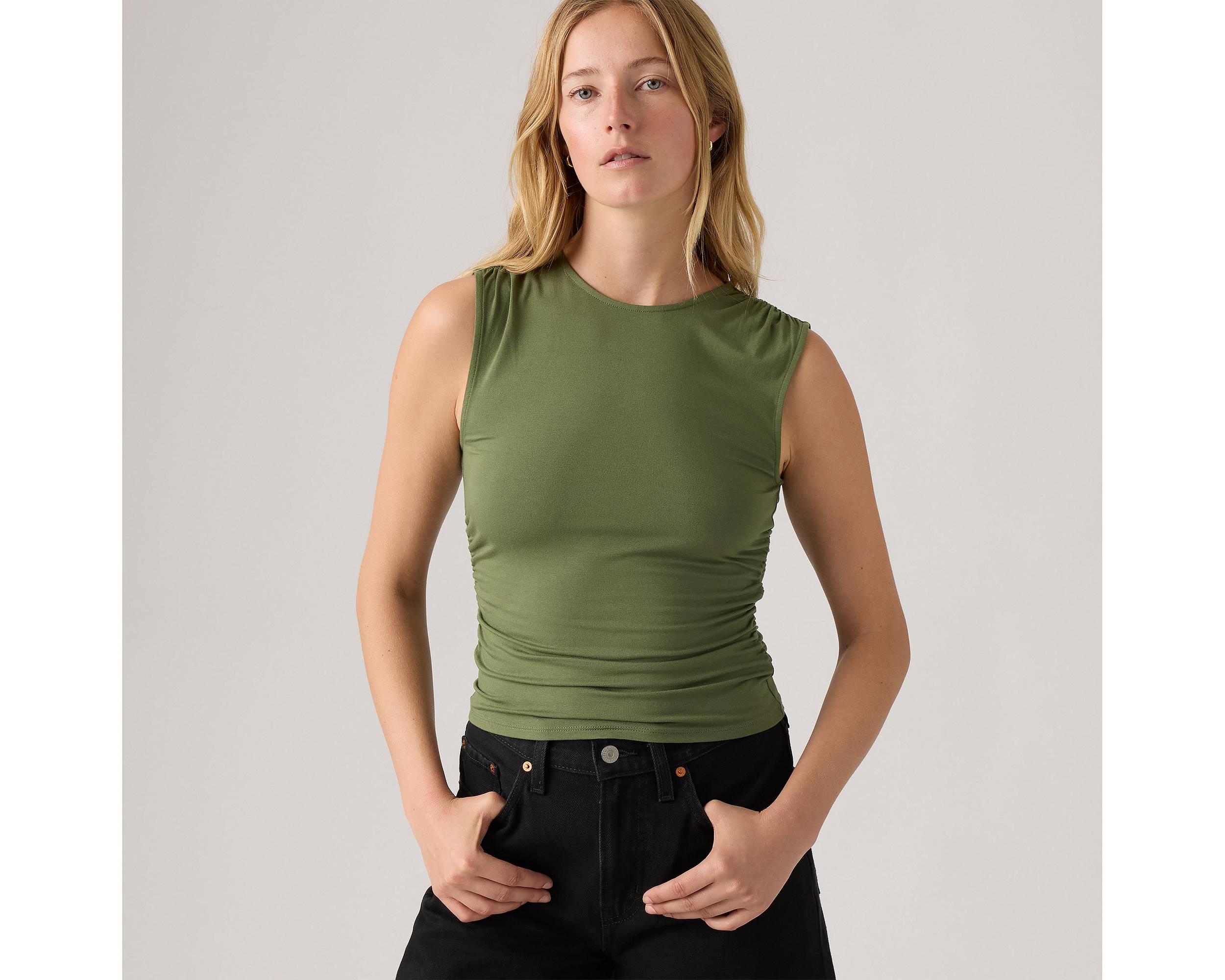 売れ筋商品|||リーバイス Tシャツ レディース トップス CRYSTAL RUCHED TOP - Top - sea moss Crystal Ruched Top - Levi's Jeans, Jackets & Clothing