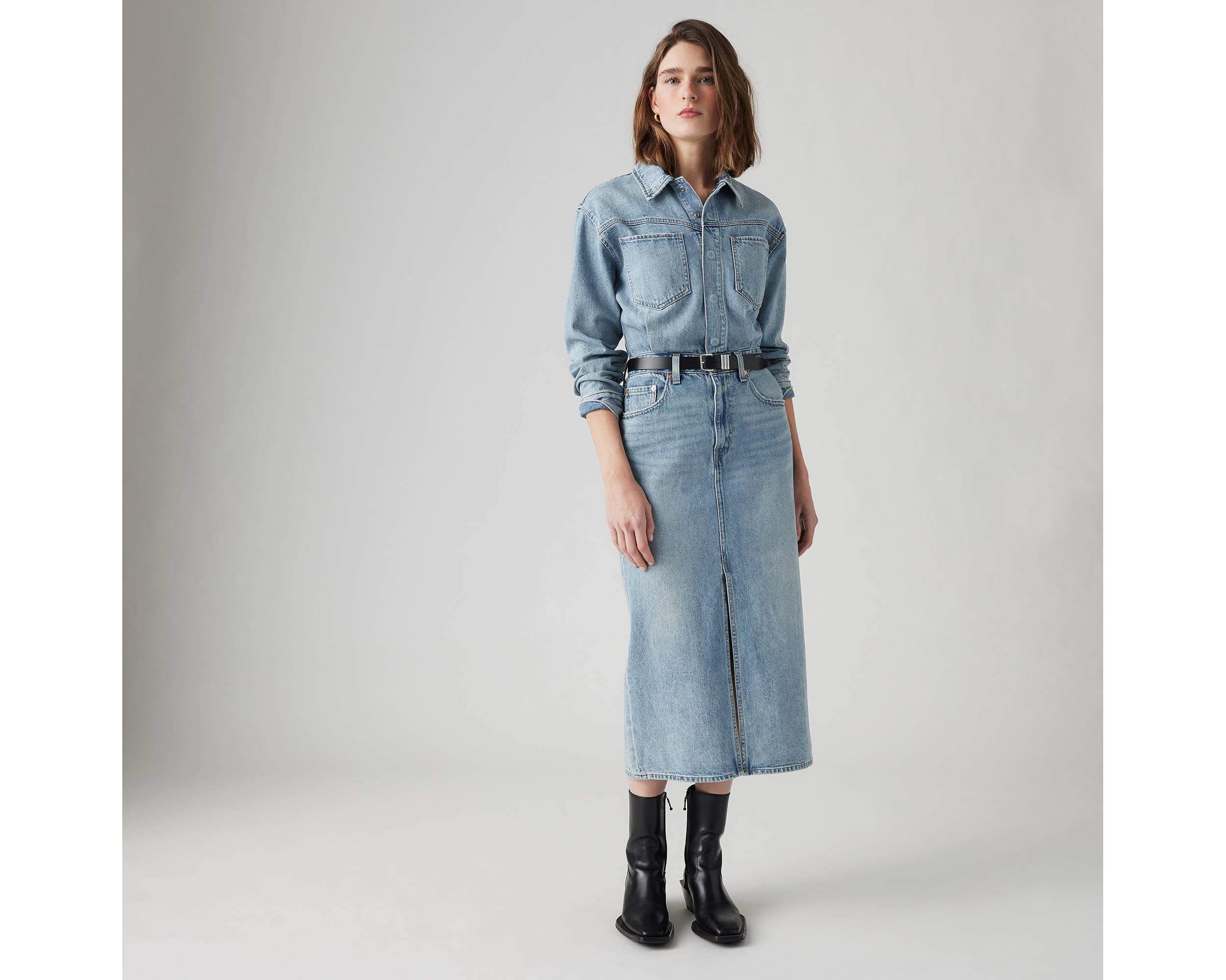 Denim Midi Shirt Dress